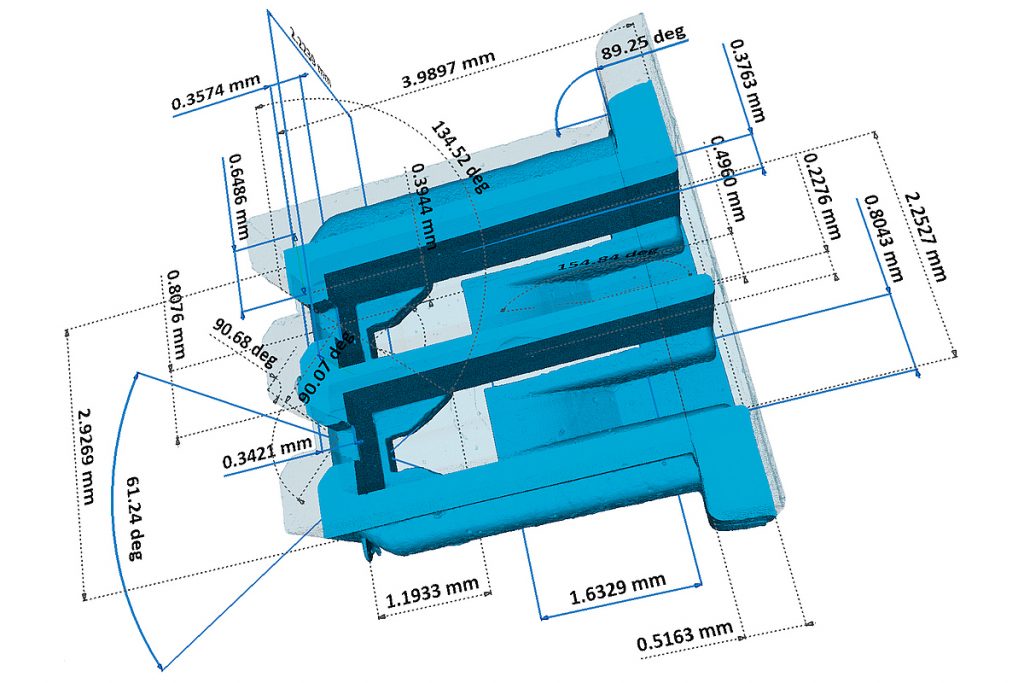 Mit der Röntgentechnik lässt sich in dieser Art der Messtechnik beispielsweise ein virtueller Schnitt durch einen Kunststoffstecker legen - Bild: Zeiss