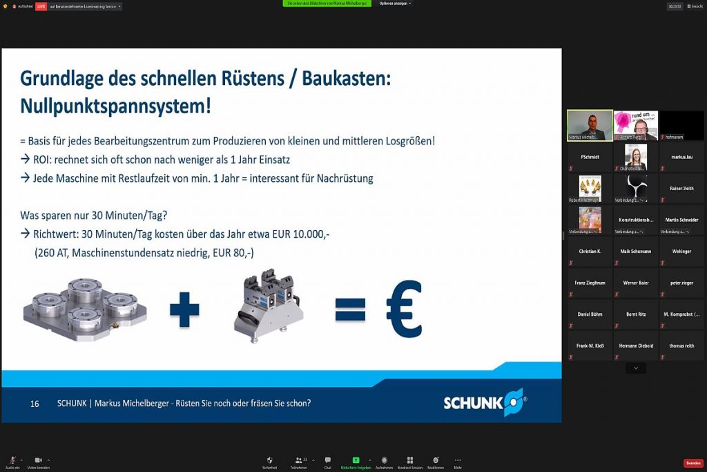 Die Vorgänge rund ums Spannen bestimmen maßgeblich die Laufzeiten der Maschine.  Mit den richtigen Spannsystemen wie der Nullpunktspannsystemfamilie Vero-S von Schunk lassen sich diese für die Wirtschaftlichkeit der Bearbeitung so wesentlichen Faktoren maßgeblich beeinflussen. - Bild: Pergler Media