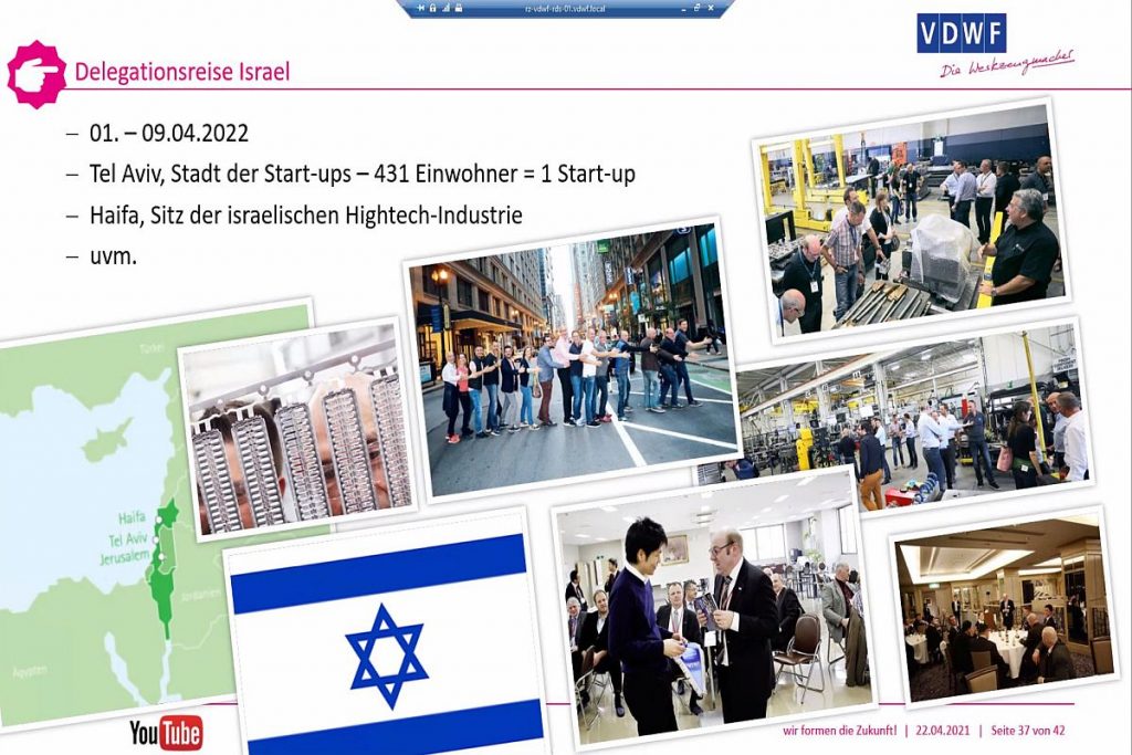 Optimistischer Blick nach vorn: Der VDWF informiert über seine für das kommende Jahr geplante Delegationsreise nach Israel. Neben Besuchen bei Werkzeug- und Formenbauern stehen dort auch Land, Kultur und Zulieferindustrie auf dem Programm der Tour. - Bild: Pergler Media