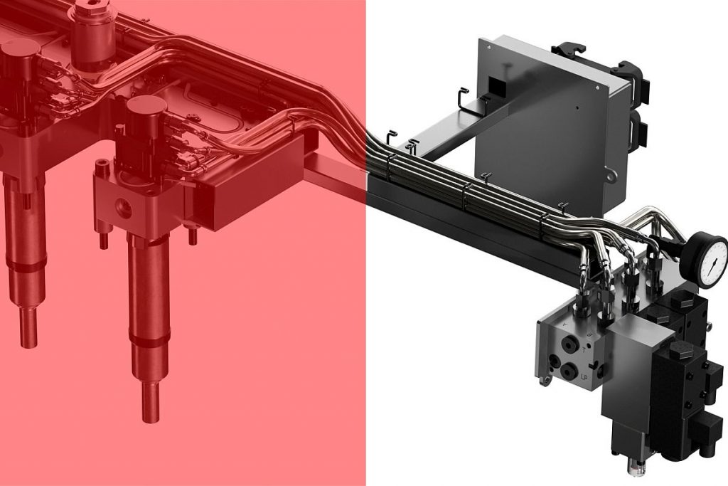 Oerlikon HRSflow liefert den Mechanical Stroke Regulator einbaufertig für alle bestehenden Hydraulikzylinderserien des Unternehmens, die mit Elektroventilen ausgestattet sind. Den Regler für den Schmelzefluss kann der Anwender dabei sehr kostensparend auch nur auf einzelnen Düsen eines Systems installieren. - Bild: Oerlikon HRSflow