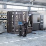 Während der AMB auf dem Stand von Fastems live zu sehen: der neue, kompakte FPT (Flexible Pallet Tower) für die Automatisierung von 4- und 5-Achs-Bearbeitungszentren mit und ohne Palettenwechsler. - Bild: Fastems