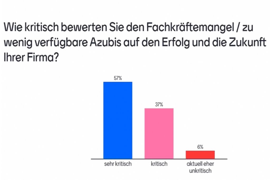 Hier sind konkrete Maßnahmen dringend erforderlich. Insgesamt 57 Prozent der Befragten bewerten den aktuellen Fachkräftemangel hinsichtlich der Zukunft ihres Unternehmens als sehr kritisch. - Bild: Tebis Consulting